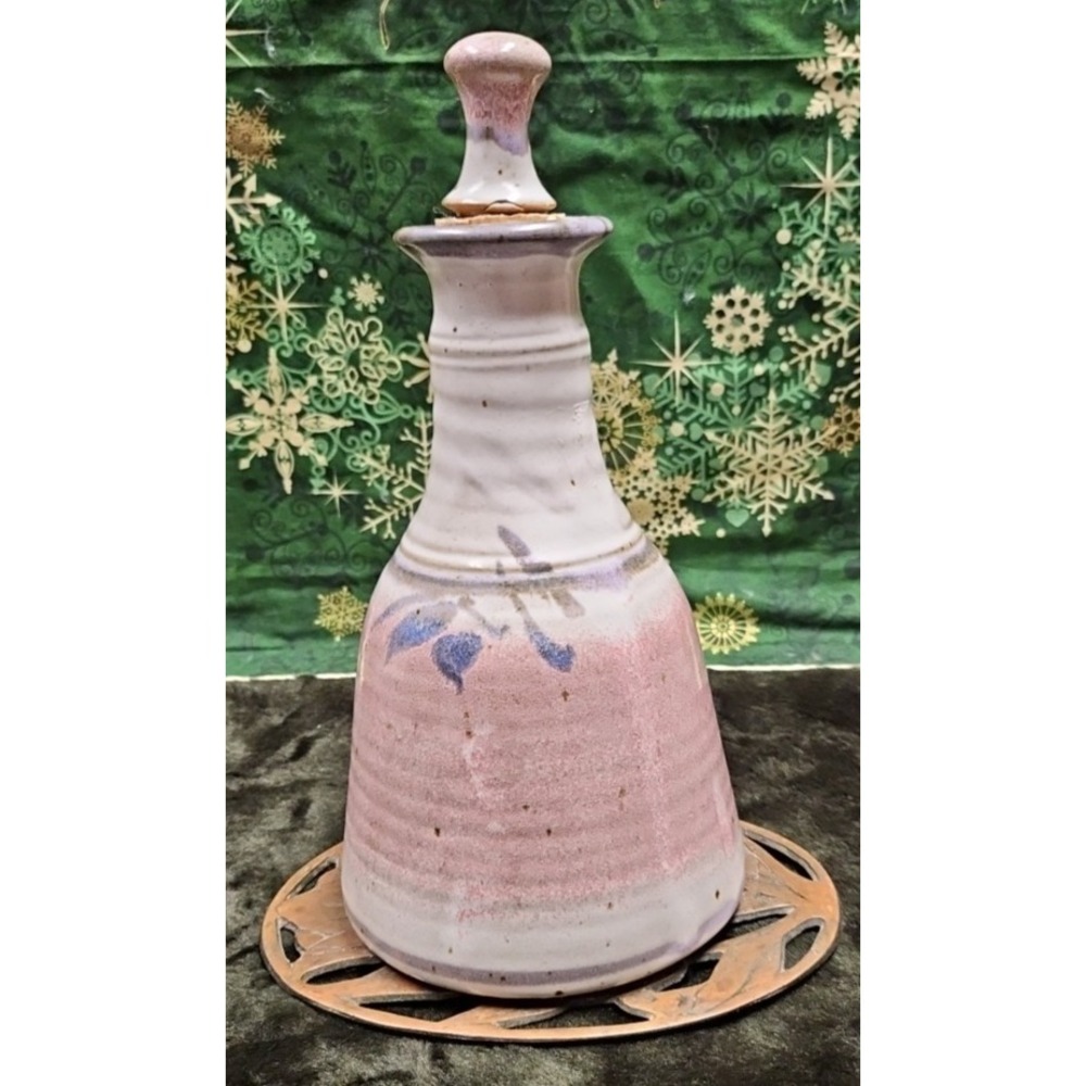 Unusual Decanter, Pottery signature on bottom, Pottery top with cork